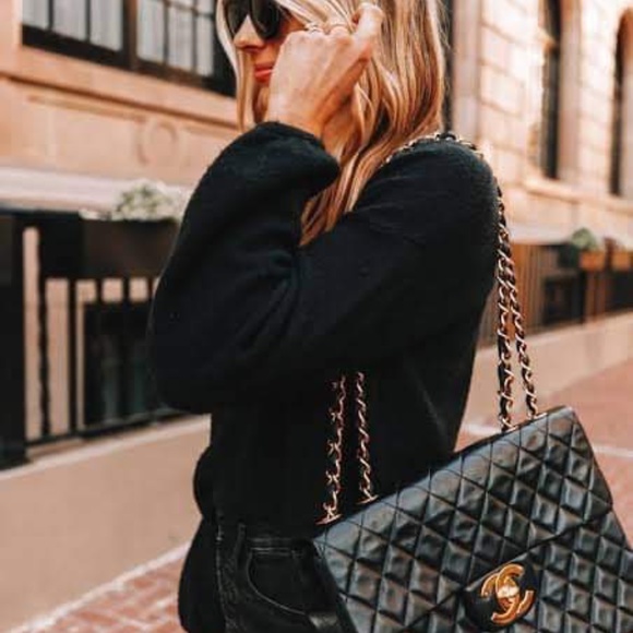 Chanel Black Quilted Lambskin Jumbo XL Vintage Classic Flap Bag - Picture 8 of 8